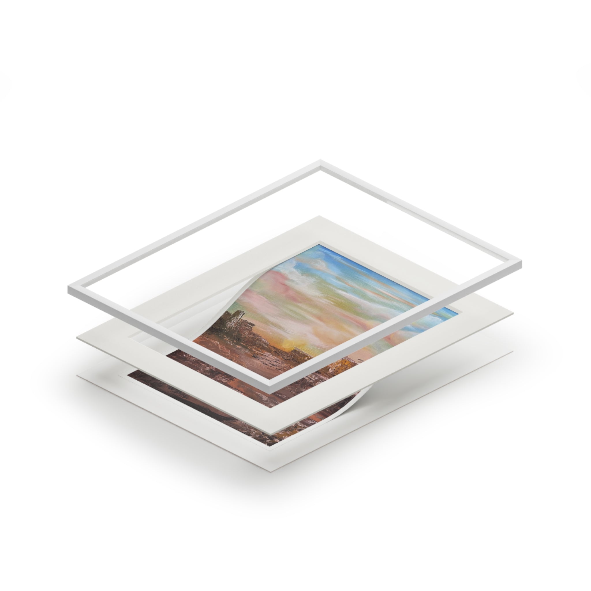 Desert Sunset Landscape Fine Art Print | Passepartout Paper Frame