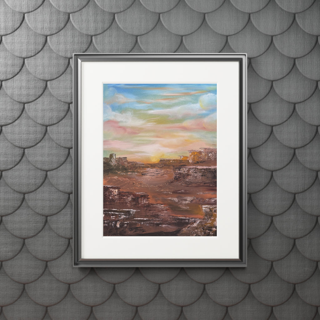Desert Sunset Landscape Fine Art Print | Passepartout Paper Frame