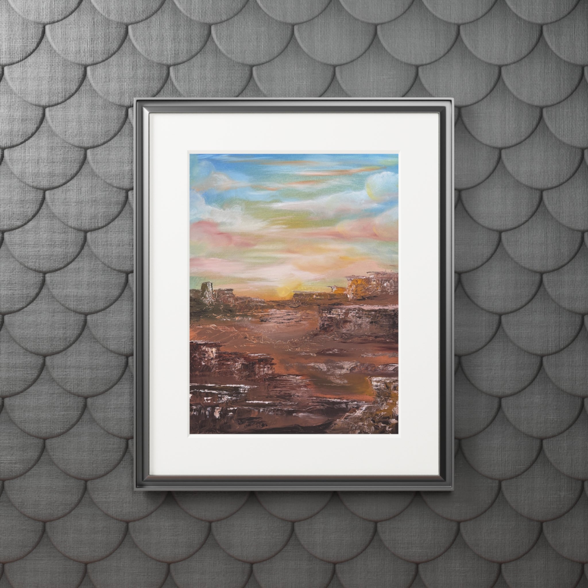 Desert Sunset Landscape Fine Art Print | Passepartout Paper Frame
