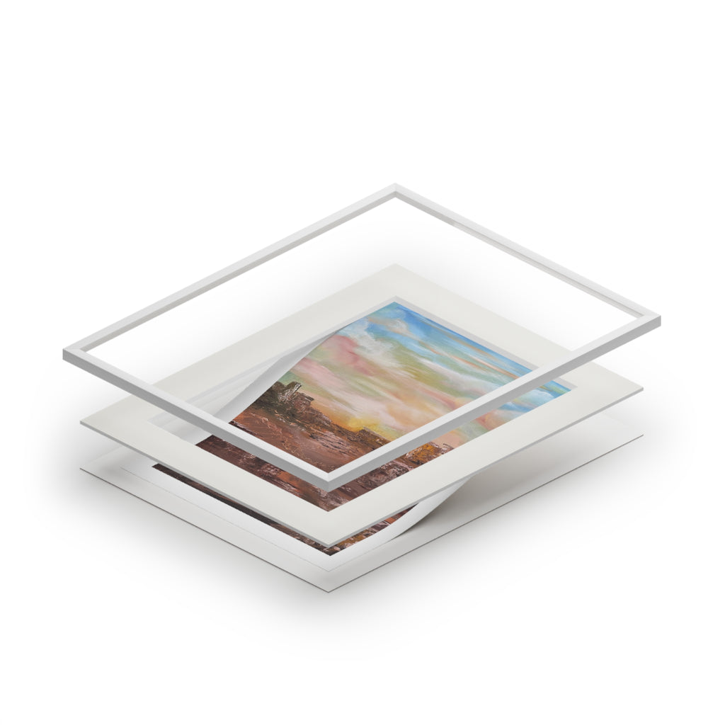 Desert Sunset Landscape Fine Art Print | Passepartout Paper Frame