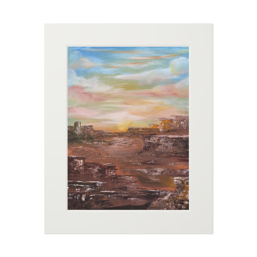 Desert Sunset Landscape Fine Art Print | Passepartout Paper Frame