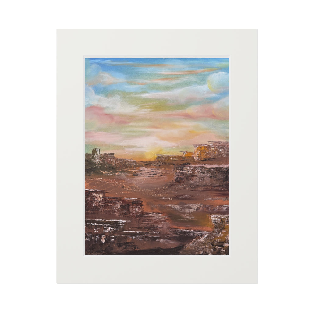 Desert Sunset Landscape Fine Art Print | Passepartout Paper Frame
