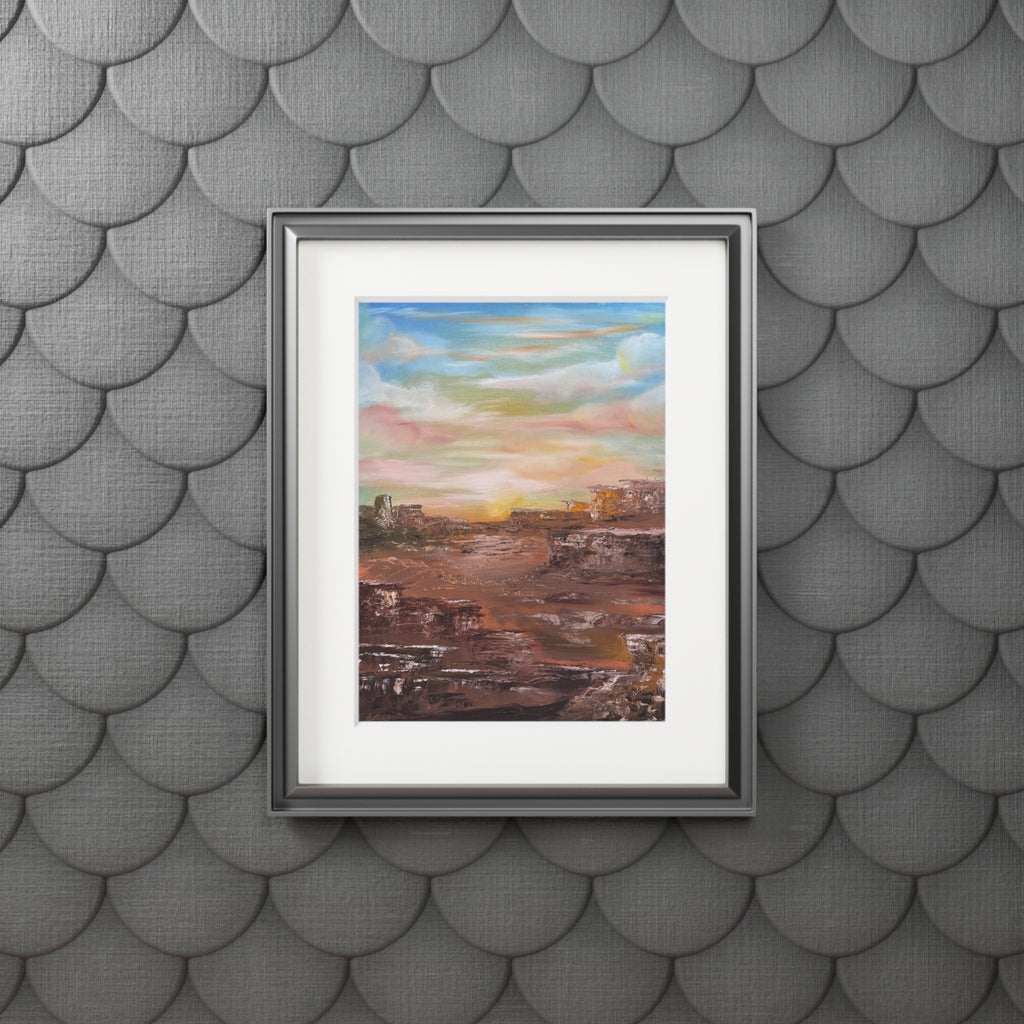 Desert Sunset Landscape Fine Art Print | Passepartout Paper Frame